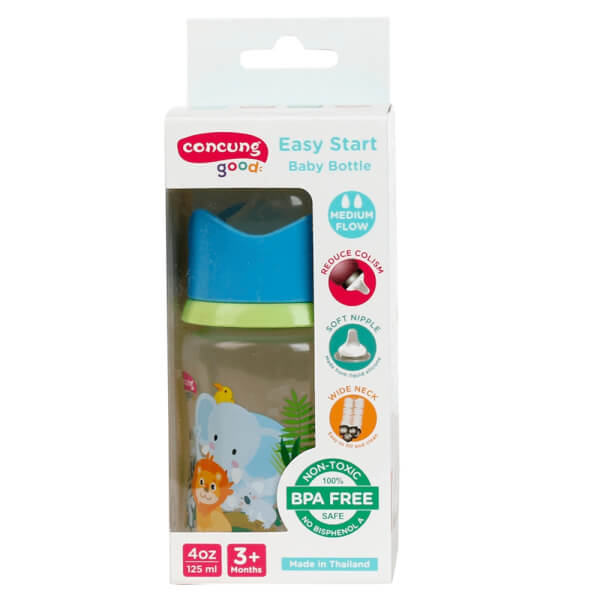 Bình sữa ConCung Good Easy Start nhựa PP cổ rộng (125ml, Xanh dương)
