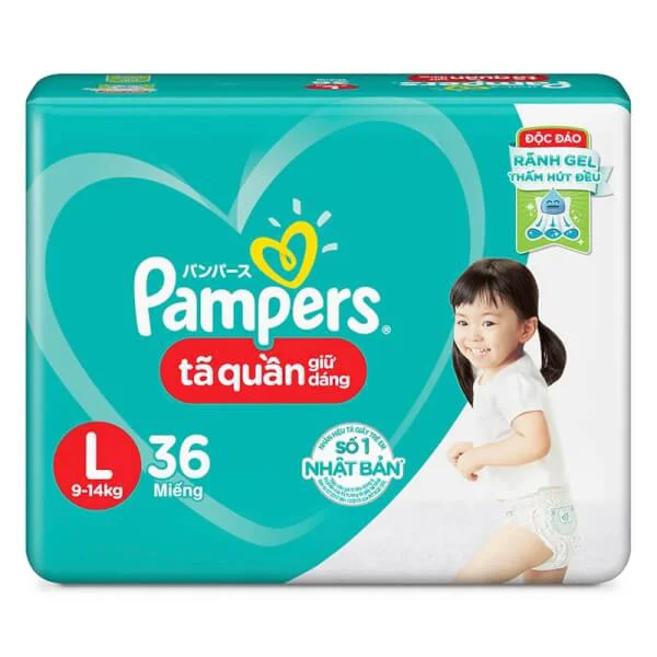 Bỉm tã quần Nhật Pampers tiết kiệm size L 36 miếng (9-14kg)