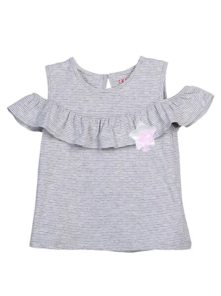 Áo thun bé gái sát nách CF G0220019 Xám