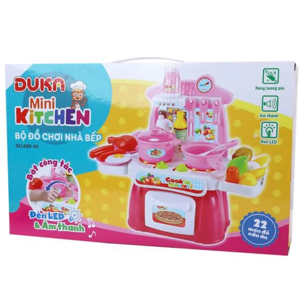 Bộ đồ chơi nhà bếp DUKA (màu hồng kết hợp với ánh sáng và âm thanh)