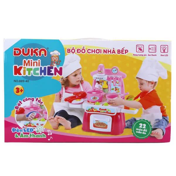 Bộ đồ chơi nhà bếp DUKA (màu hồng kết hợp với ánh sáng và âm thanh)
