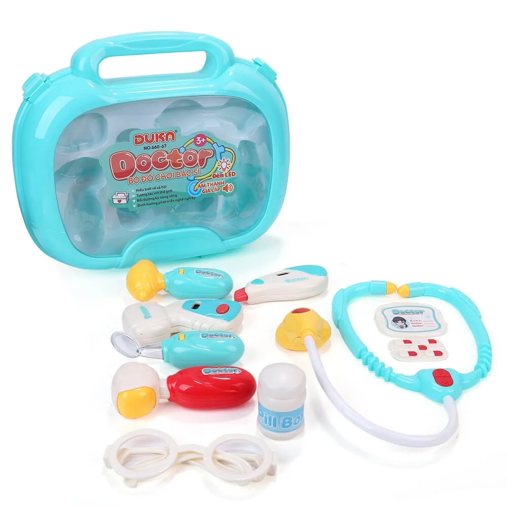 Bộ đồ chơi bác sĩ DUKA (màu xanh có đèn và âm thanh giả lập)