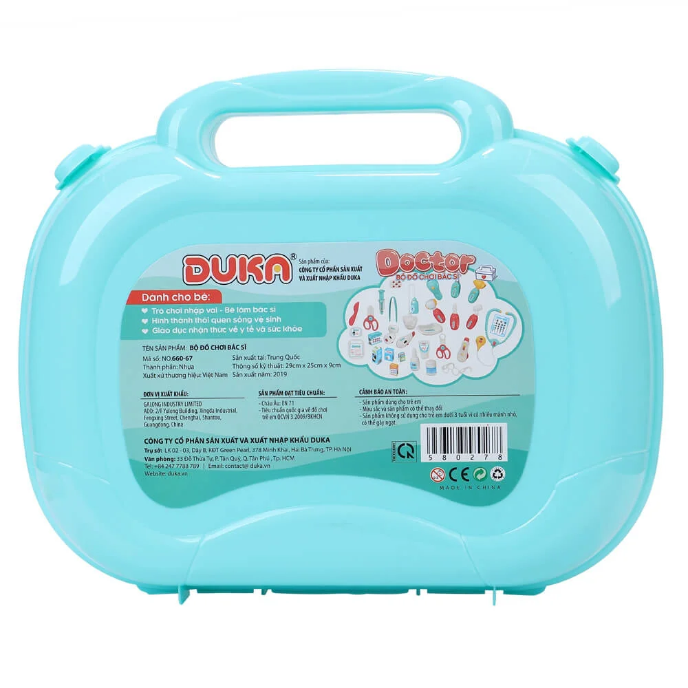Bộ đồ chơi bác sĩ DUKA (màu xanh có đèn và âm thanh giả lập)
