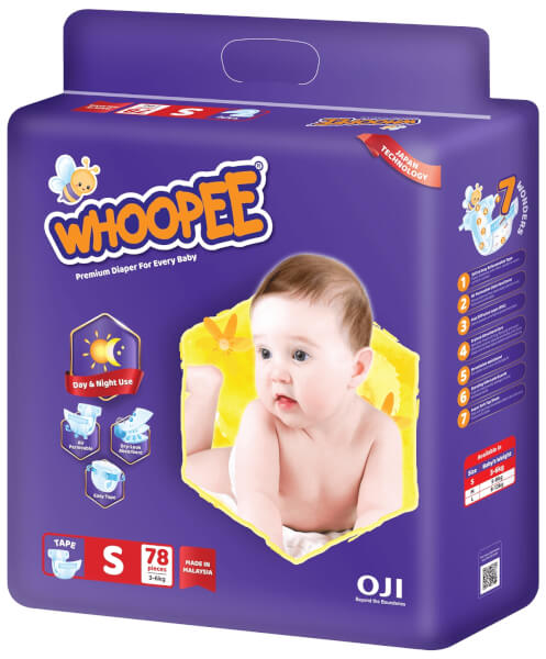 Combo 3 gói Bỉm tã dán Whoopee size S 78 miếng (3-6kg)