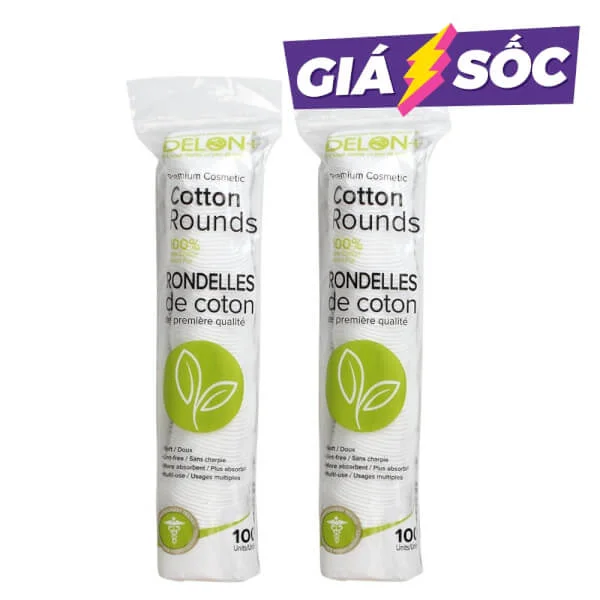 Combo 2 Bông Tẩy Trang thiên nhiên cao cấp DELON (DELON Premium Cosmetic Cotton Rounds)