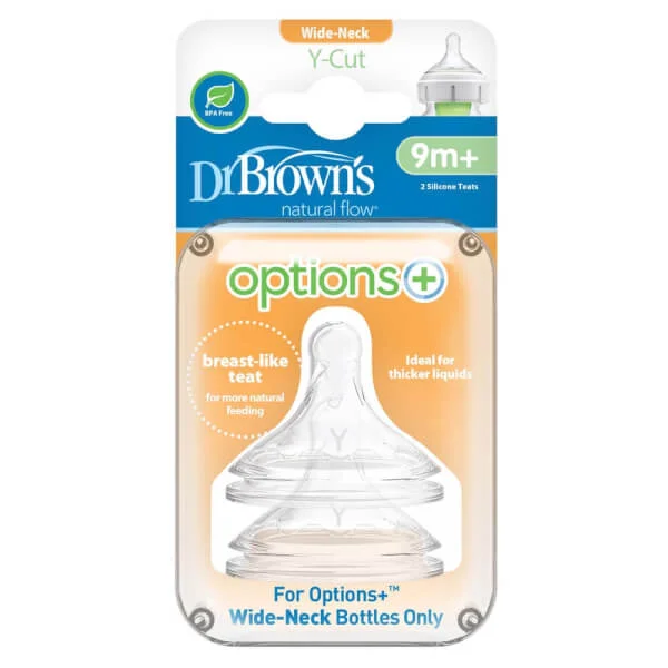 Ty thay bình sữa cổ rộng Dr Brown option plus (2 cái, Y cut, 9M+)