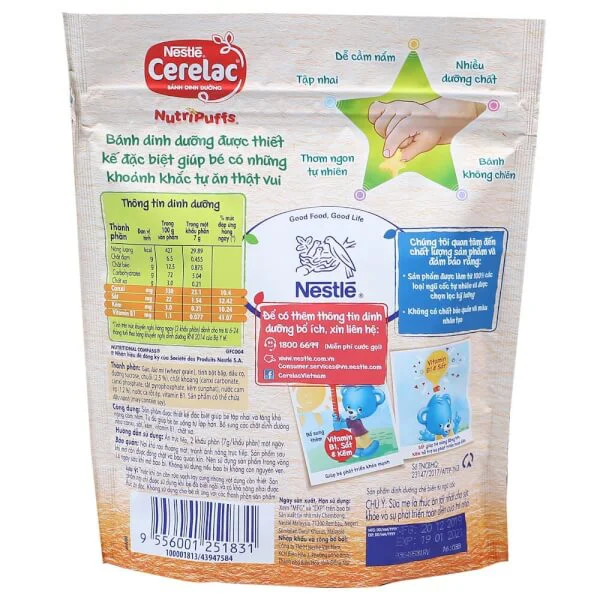 Bánh dinh dưỡng Nestle Cerelac Nutripuffs Vị Chuối và Cam 50