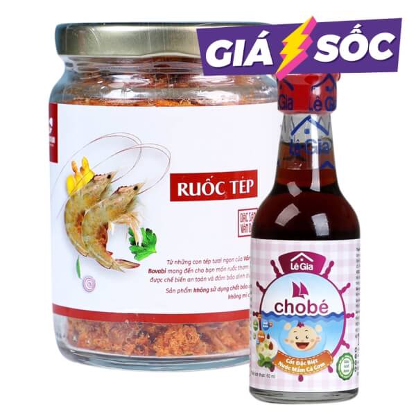 Combo 1 ruốc tép + 1 nước mắm cá cơm Lê Gia cho bé 60ml