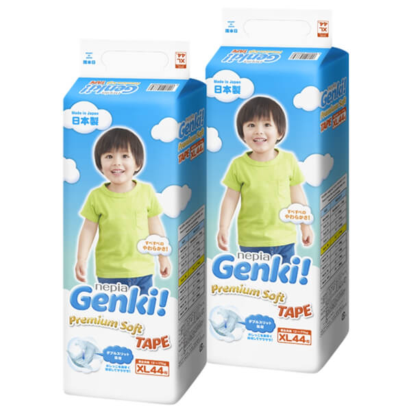 Combo 2 gói Bỉm tã dán Genki size XL 44 miếng (12-17kg)