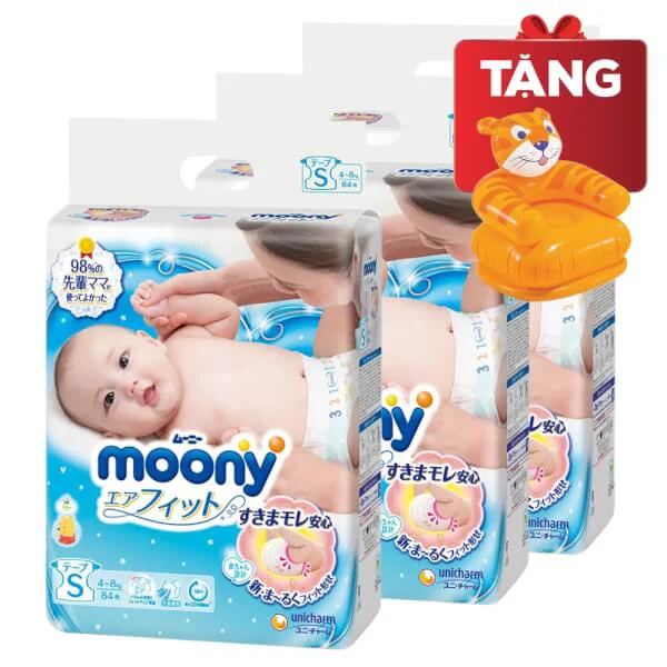 Combo 3 gói Bỉm tã dán Moony size Newborn 90 miếng (dưới 5kg)