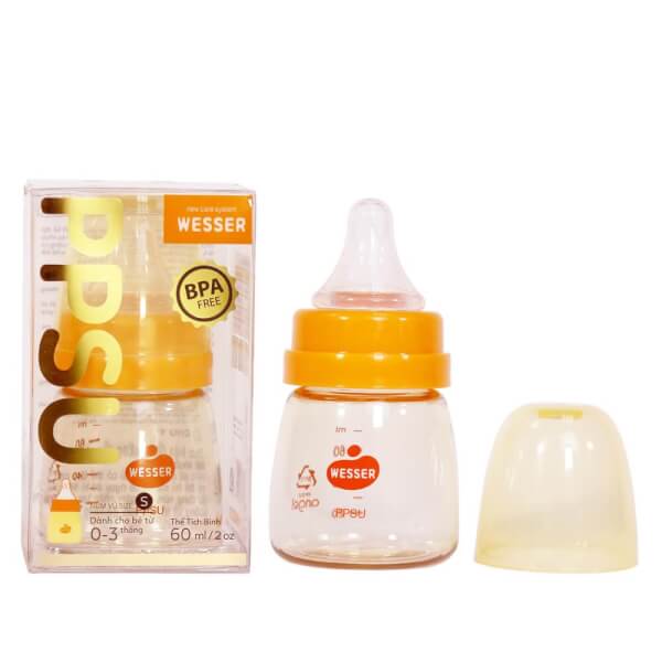 Combo 2 Bình sữa Wesser nhựa PPSU cổ hẹp 60ml