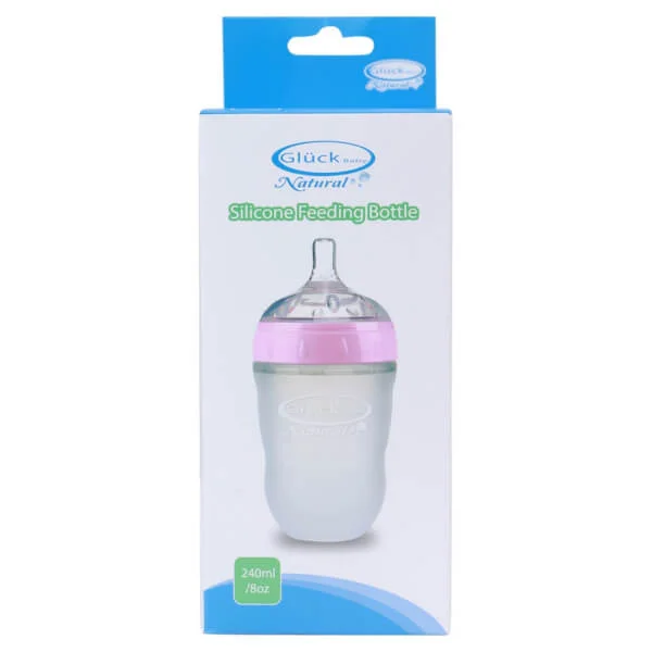 Combo 2 Bình sữa Gluck Baby Natural silicone cổ rộng 240ml (MMD240, Hồng)