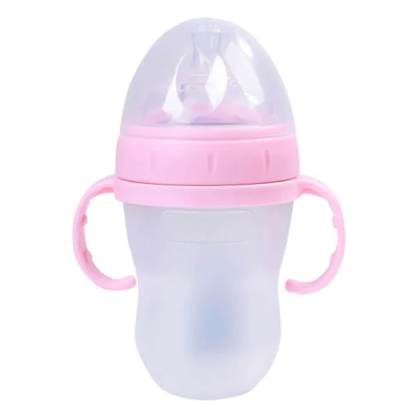Combo 2 Bình sữa Gluck Baby Premium silicone có tay cầm cổ rộng 240ml (Hồng)