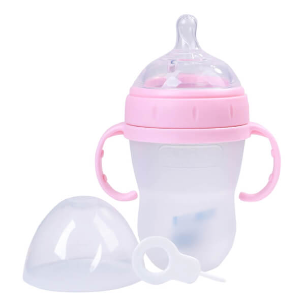 Combo 2 Bình sữa Gluck Baby Premium silicone có tay cầm cổ rộng 240ml (Hồng)