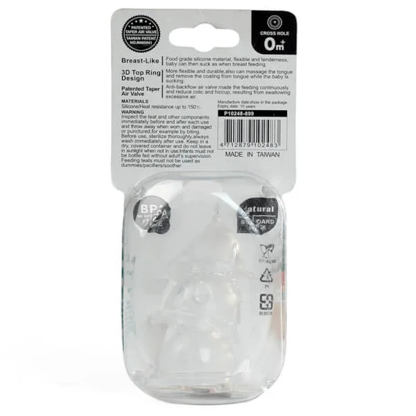 Vỉ 3 núm ty PUKU silicone cổ thường dòng chảy chữ thập size S, P10248