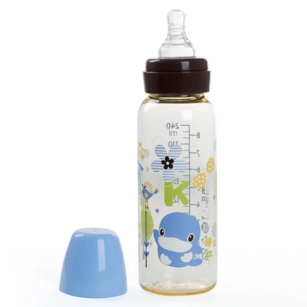 Bình sữa Kuku nhựa PES cổ thường 240ml (KU5851A, Xanh)