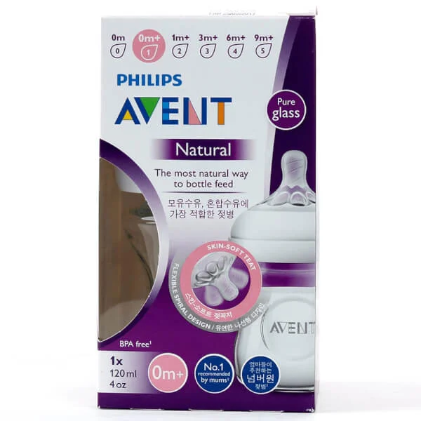 Bình sữa Philips Avent Natural thủy tinh cổ rộng mô phỏng tự nhiên 120ml (SCF671/13)