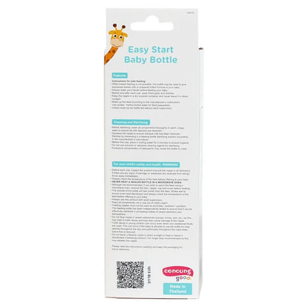 Bình sữa ConCung Good Easy Start nhựa PP BPA Free cổ rộng 250ml (Xanh dương)