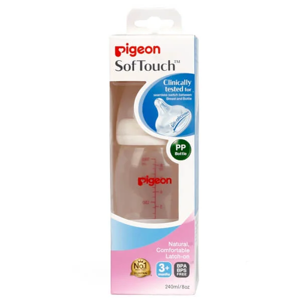 Bình sữa Pigeon nhựa PP Plus BPA Free cổ rộng 240ml
