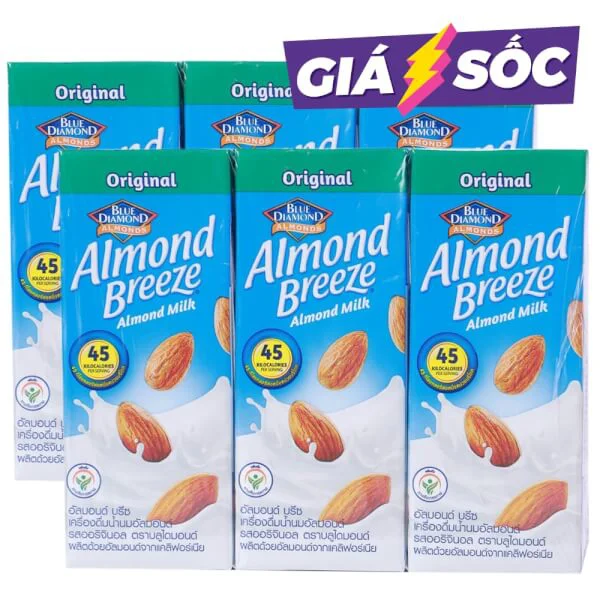 Combo 2 Sữa hạt hạnh nhân Almond Breeze - Nguyên chất 180ml (Lốc 3)