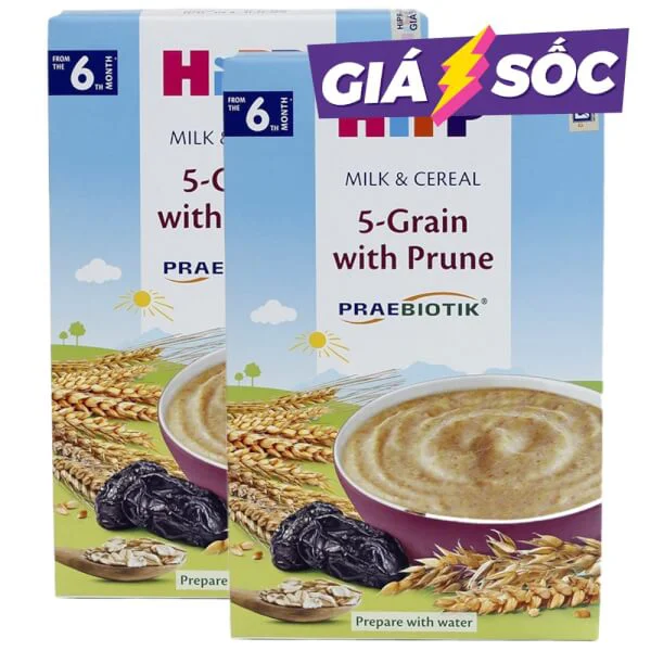 Combo 2 Bột sữa dinh dưỡng HiPP bổ sung Praebiotik - Ngũ cốc tổng hợp, mận tây 250g