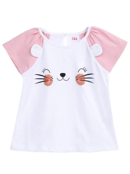 Bộ thun bé gái ngắn CF G0520017 (2Y,Trắng)