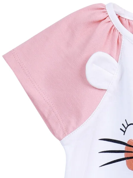 Bộ thun bé gái ngắn CF G0520017 (2Y,Trắng)