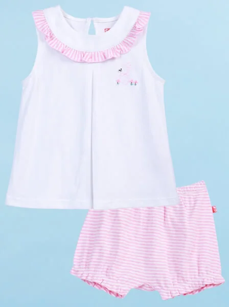 Bộ thun bé gái ngắn CF G0520016 (9M,Trắng)