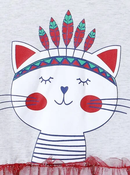 Bộ thun bé gái dài CF G0320027 Xám nhạt