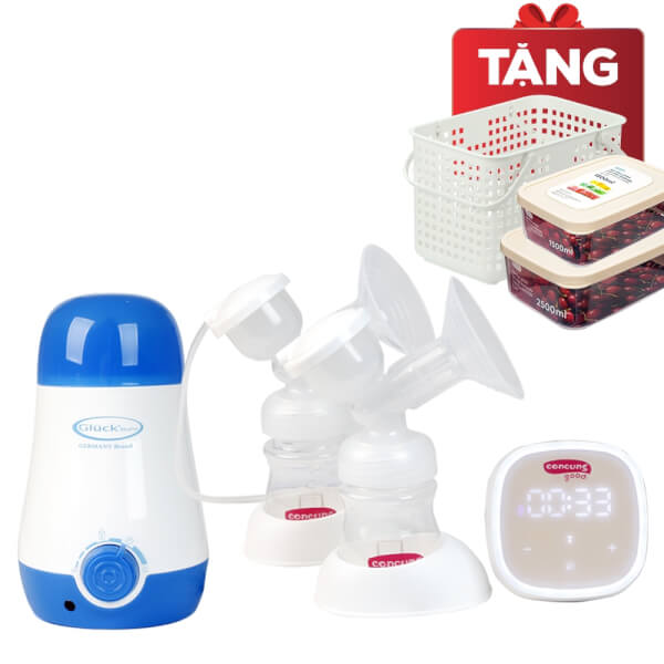 Combo Máy hút sữa điện đôi ConCung Good DP Comfort và  Máy hâm sữa đa năng Gluck GN06