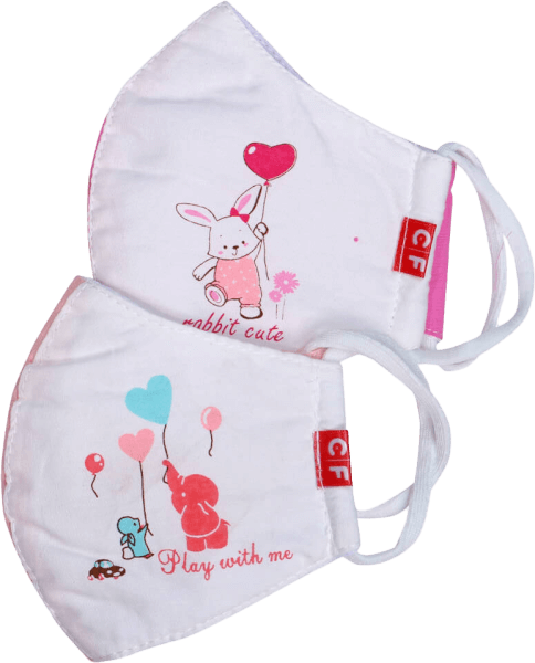Cặp 2 đôi khẩu trang bé gái CF I0120022 (5-6Y,Nhiều màu)