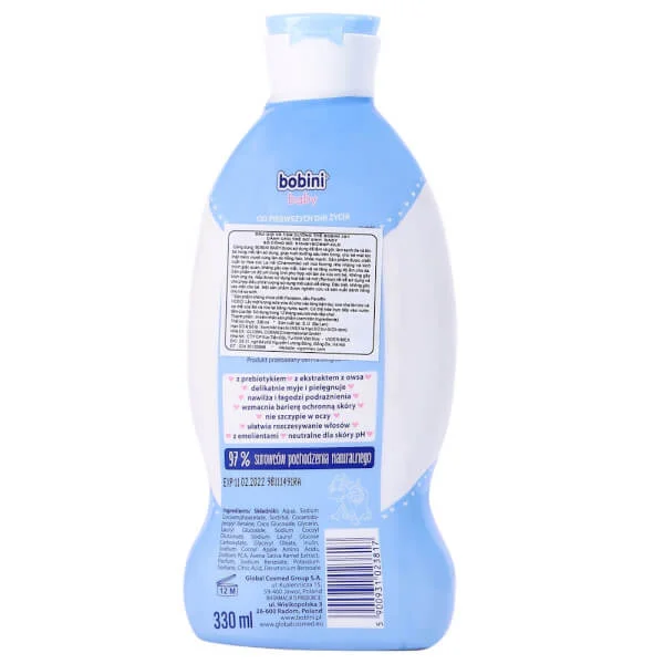 Dầu gội và sữa tắm dưỡng da cho trẻ Sơ sinh từ 1 tháng tuổi và Em bé Bobini 330ml