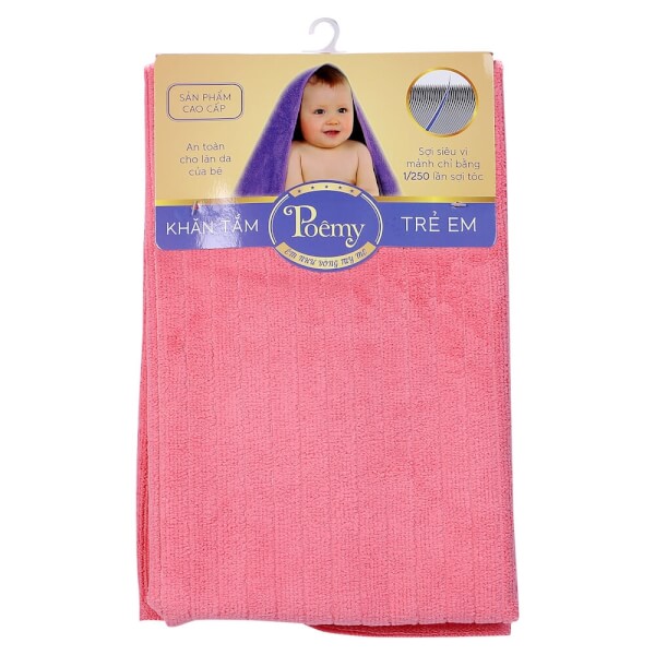 Khăn tắm trẻ em cao cấp Poemy 45x90cm - Màu hồng