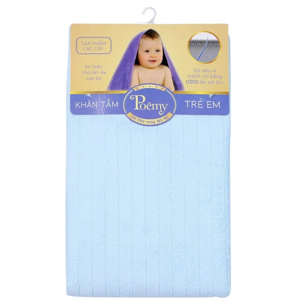 Khăn tắm trẻ em cao cấp Poemy 45x90cm - Màu xanh