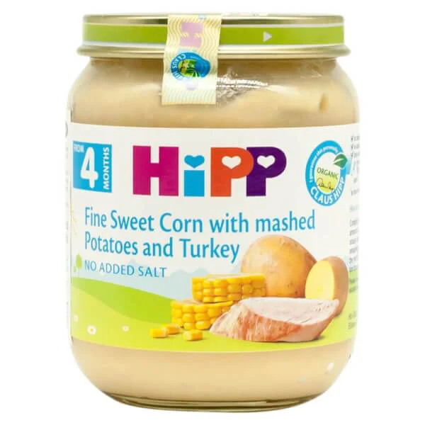 Combo 2 Dinh dưỡng đóng lọ HiPP Bio - Ngô bao tử, khoai tây, gà tây 125g