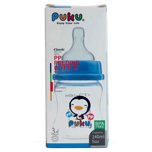 Combo 2 Bình sữa PUKU nhựa PP cổ rộng 140ml P10176, Hồng