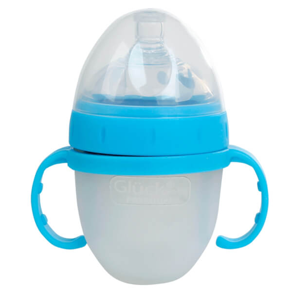 Combo 2 Bình sữa Gluck Baby Premium silicone có tay cầm cổ rộng 150ml (Xanh)