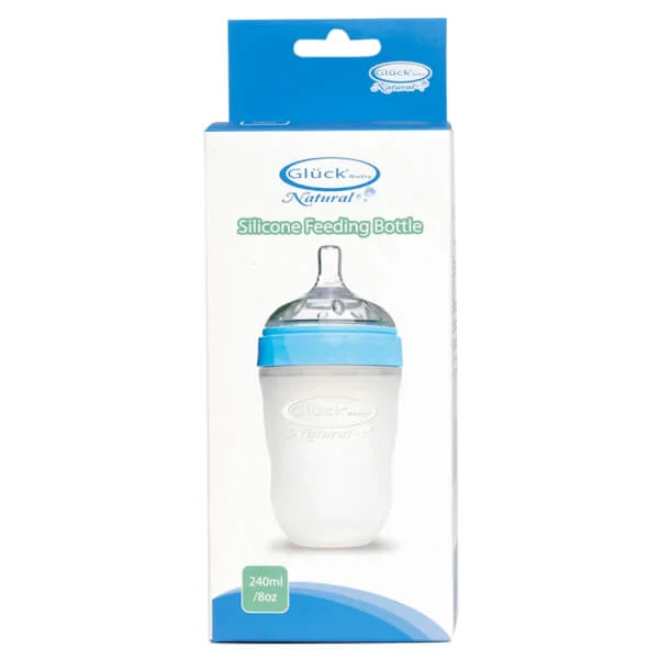 Combo 2 Bình sữa Gluck Baby Natural silicone cổ rộng 240ml (MMD240, Xanh)