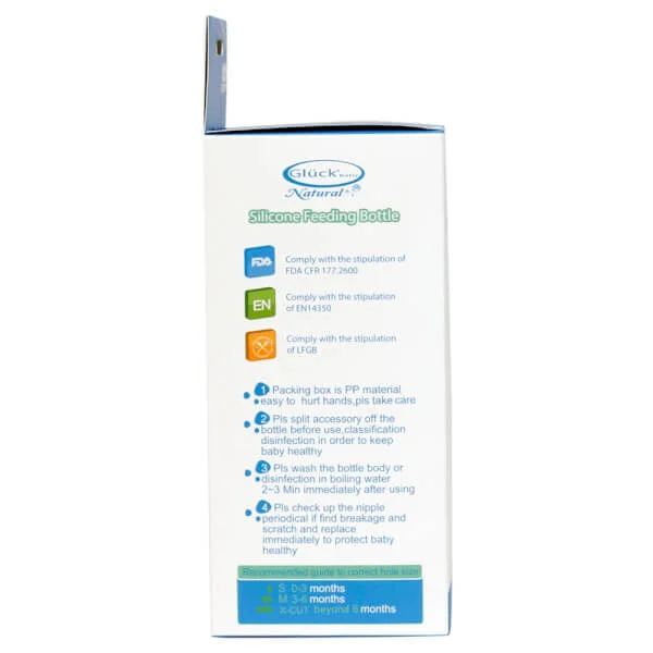 Combo 2 Bình sữa Gluck Baby Natural silicone cổ rộng 240ml (MMD240, Xanh)