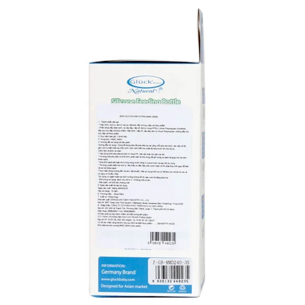 Combo 2 Bình sữa Gluck Baby Natural silicone cổ rộng 240ml (MMD240, Xanh)