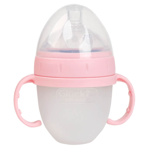 Combo 1 Đệm chống trào ngược cho bé Animo B2111_AR002 (Xanh,65x65x20cm) và 1 Bình sữa Gluck Baby Premium silicone có tay cầm cổ rộng 150ml (Hồng)