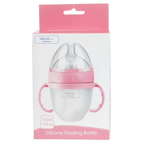 Combo 1 Đệm chống trào ngược cho bé Animo B2111_AR002 (Xanh,65x65x20cm) và 1 Bình sữa Gluck Baby Premium silicone có tay cầm cổ rộng 150ml (Hồng)
