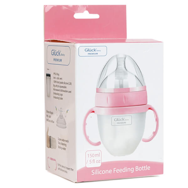 Combo 1 Đệm chống trào ngược cho bé Animo B2111_AR002 (Xanh,65x65x20cm) và 1 Bình sữa Gluck Baby Premium silicone có tay cầm cổ rộng 150ml (Hồng)