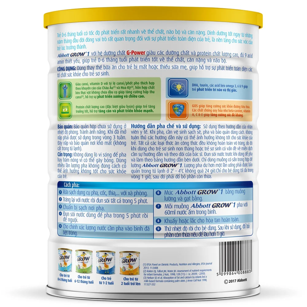 Sữa Abbott Grow 1 900g (0-6 tháng)