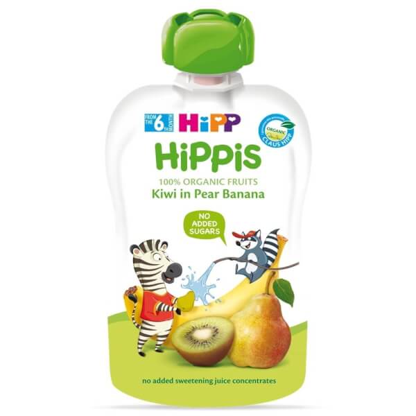 Dinh dưỡng 100% trái cây nghiền hữu cơ HiPPiS Organic (Kiwi, Lê, Chuối)