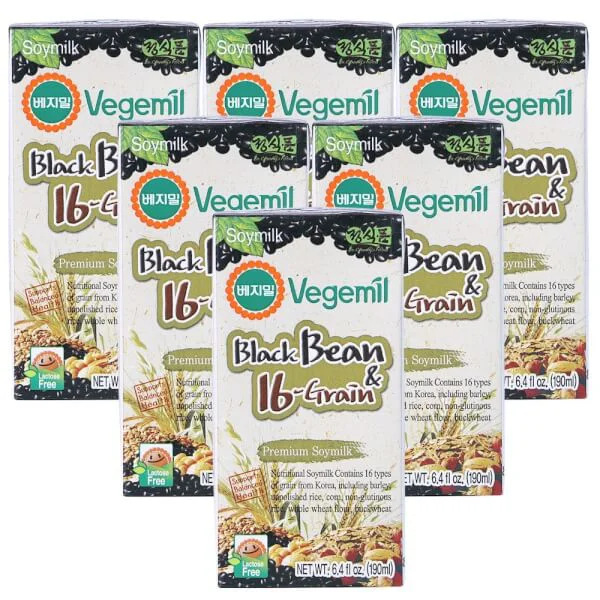 Combo 6 Vegemil Black Bean & 16 grains Soymilk 190ml - Sữa đậu đen và 16 vị ngũ cốc 190ml
