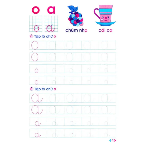 Tập tô chữ mẫu giáo dành cho trẻ 5-6 tuổi
