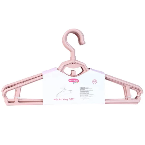 Móc áo xoay vuông 360 độ ConCung Good - Màu hồng (5 cái/lốc)
