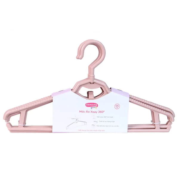 Móc áo xoay vuông 360 độ ConCung Good - Màu hồng (5 cái/lốc)