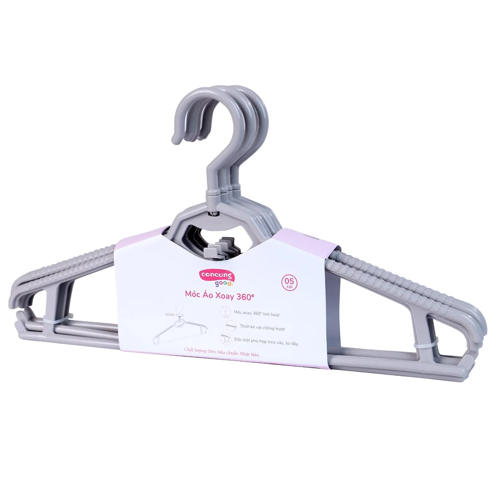 Móc áo xoay 360 độ ConCung Good  - Màu xám (5 cái/lốc)